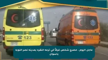عاجل اليوم.. مصرع شخص غرقاً في ترعة النقرة بمدينة نصر النوبة بأسوان